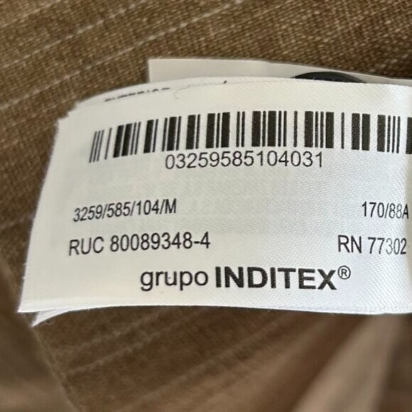 ZARA Linen Beige Striped Blazer Size M - Picture 6 of 11